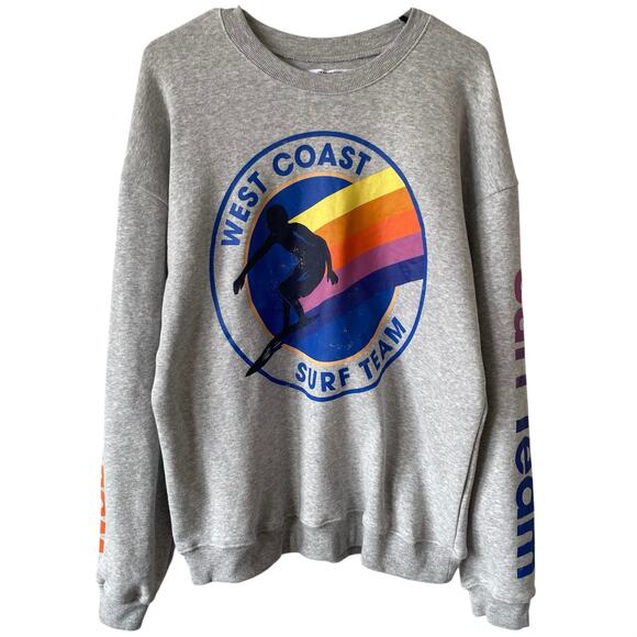 NEW GRAYSON THREADS West Coast Surf Team Graphic Sweatshirt Gray Size Small - Picture 1 of 7